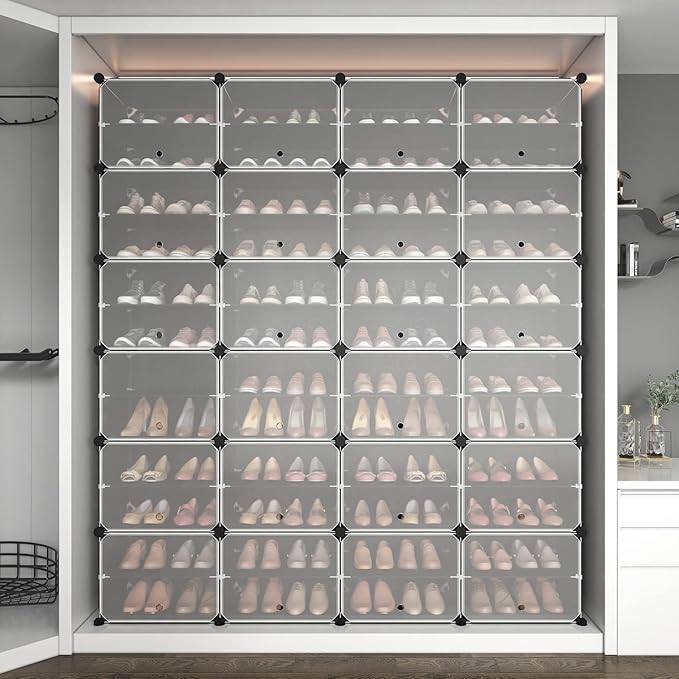 ROJASOP Shoe Storage Cabinet, 12-Tier Shoe Organizer 96 Pairs Extra Large Plastic Shoe Rack with Covers Portable Shoe Rack Organizer with Doors Big Shoe Rack for Closet Entryway Bedroom-NeatNest