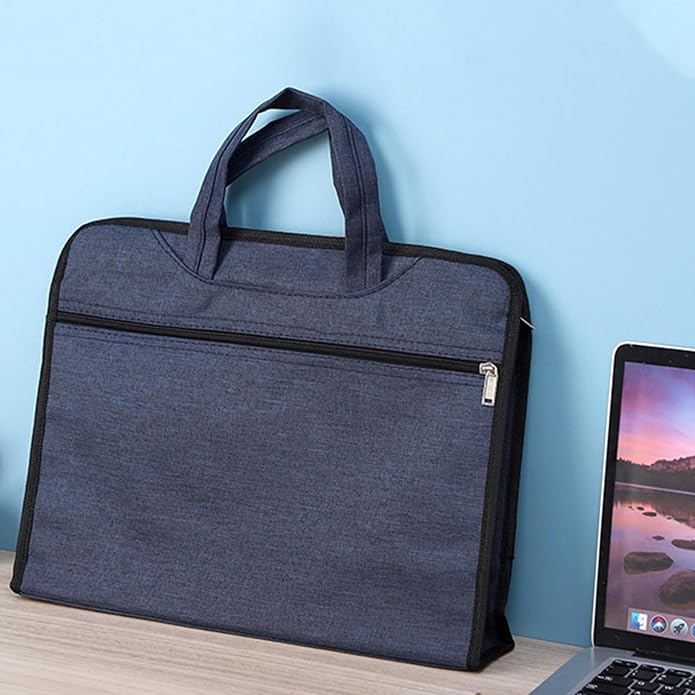 Oxford Document Bag with Handle Waterproof Lightweight Portable Zippered File Bag for Carrying Paper Files Filing Folder
