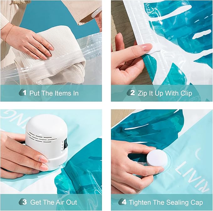 20 Pack Vacuum Storage Bags for Clothing Travel with Electric Pump, 4 Sizes Jumbo/Large/Medium/Small Space Saver Bags Vacuum Sealed for Luggage Blankets, Vacuum Seal Bags for Bedding Comforters-NeatNest