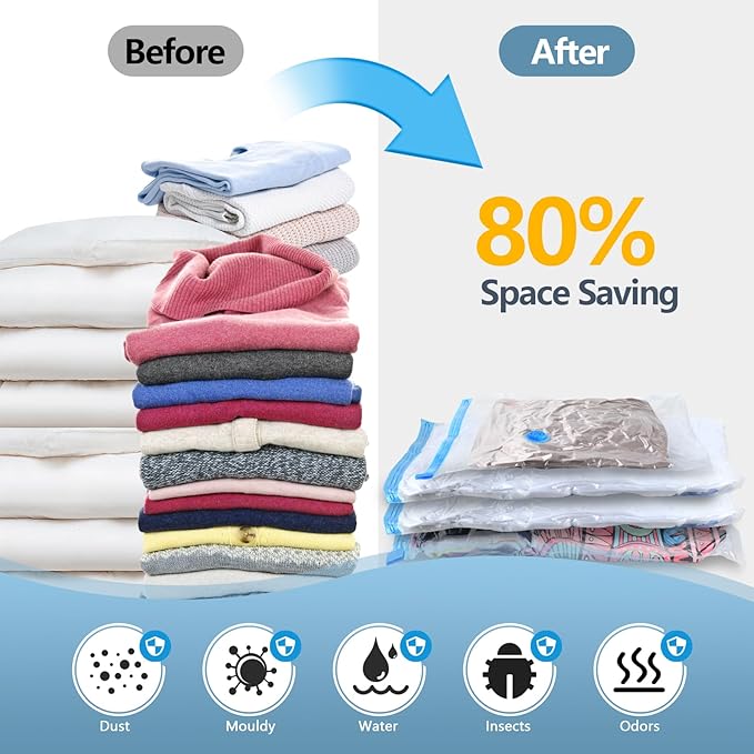 Large Vacuum Storage Bags with Electric Pump 10 Pack (5 Jumbo/5 Large) Vacuum Seal Bags for Clothing Compression Space Saver for Comforters,Blankets - Travel Essentials-NeatNest