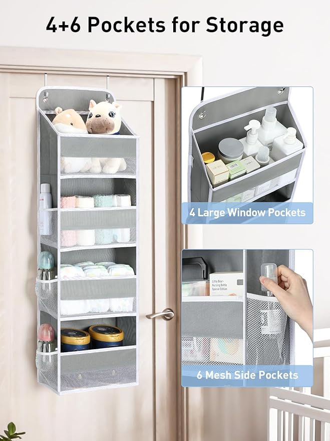 Yecaye 2 Pack 4 Tier Over the Door Organizer - Foldable Portable Baby Essentials for Stuffed Animal Storage - Multi-purpose Bathroom Closet Organizers and Storage for Kids Newborn Baby Stuff-NeatNest