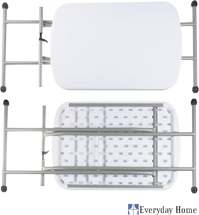 Everyday Home Folding Table - Lightweight Portable Folding Desk - Small Plastic Table for TV Tray, Playing Cards, and Craft Room (White)-NeatNest