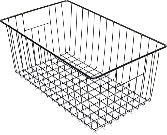 Freezer Organizer Bins, Upright Freezer Baskets for 16, 17, 21 cu.ft Standup Freezer, Durable Freezer Organizer Fully Use Space Improve Air Circulate, 3Pcs, Black