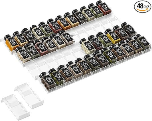 Famhap Spice Drawer Organizer, 48PCS Interlocking Expandable Seasoning Rack Tray Insert for Kitchen Drawers, Spice Rack Drawer for Spice Jars-NeatNest