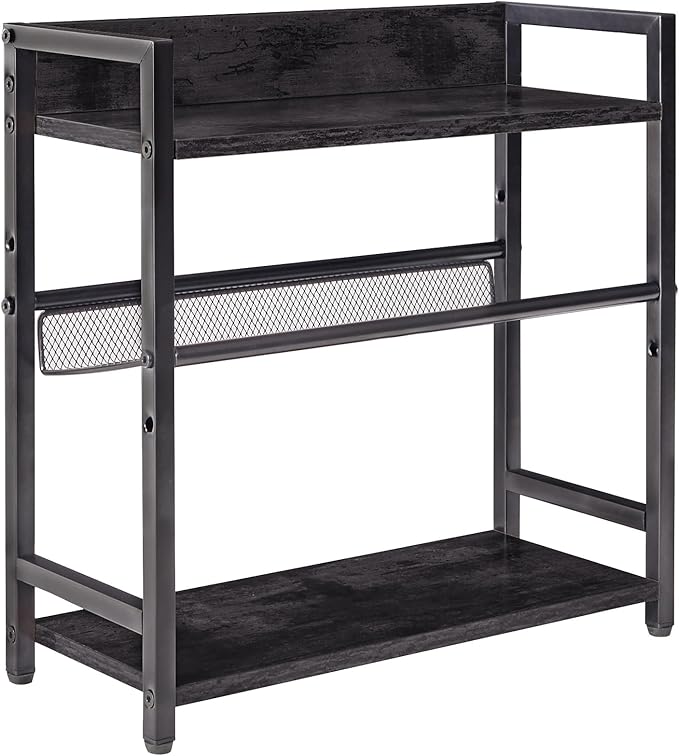 IBUYKE 3-Tier Spice Rack Industrial Counter Shelf Desktop Storage Organizer Standing Seasoning Rack for Countertop Kitchen Office Living Room Desktop Black UTLJ021B-NeatNest
