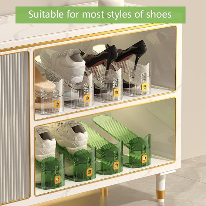 CiBiZi Clear Shoe Slots Organizers 20Pack Shoe Stacker Organizer for Closet Shoe Stackers for a Pair of Shoes Shoe Display Shelf Shoe Rack Holders Space Saver Organizador de Zapatos (Clear)-NeatNest