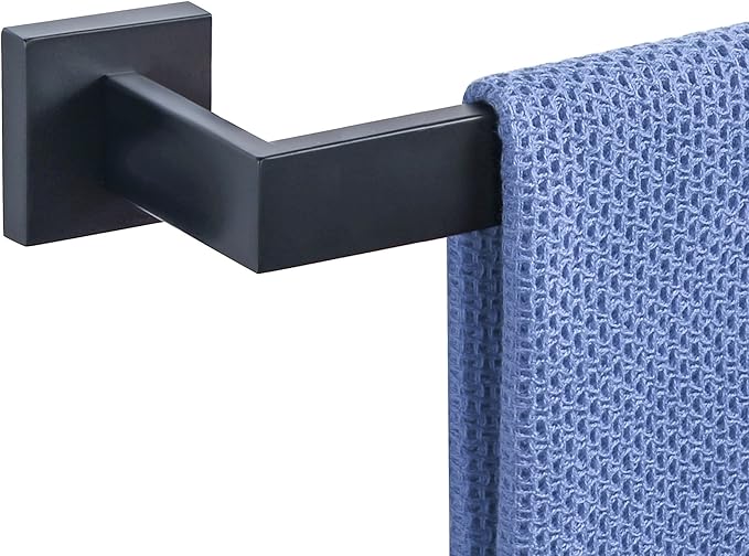 Alise Black Towel Bars,15.75 Inch Towel Holder Towel Racks for Bathroom and Lavatory,SUS304 Stainless Steel Hand Towel Hanger Rail Wall Mount,Useable Length 13.98 Inch Towel Bar, GYT040-B
