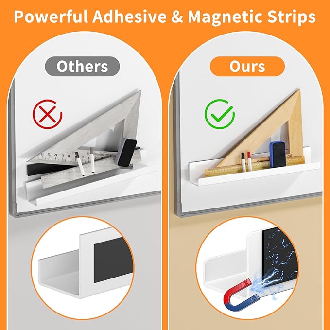 Carmanon Magnetic Book Shelf for Whiteboard, Reusable Acrylic Book Display Shelf with Strong Adsorption Capacity, Magnetic Book Holder for Classroom Refrigerator Office Teacher Kids, White-NeatNest