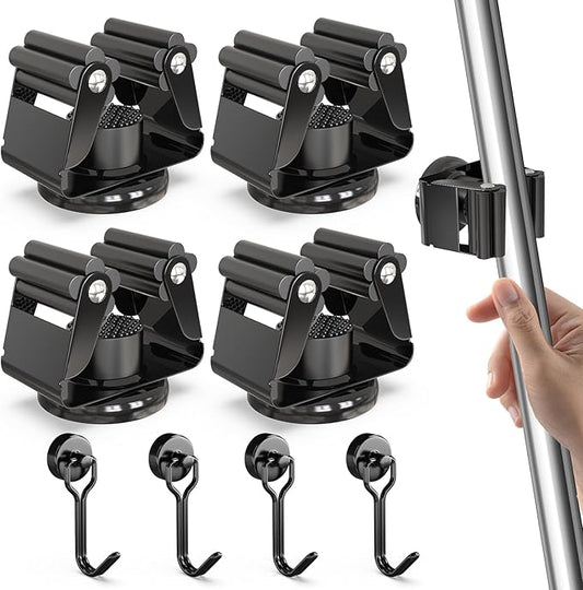 3-H Magnetic Broom Holder with Strong Magnetic Hook 8 Pack,Broom Holder Wall Mount for Garage Garden Shed Storage System Laundry Room Home Kitchen Organization-NeatNest
