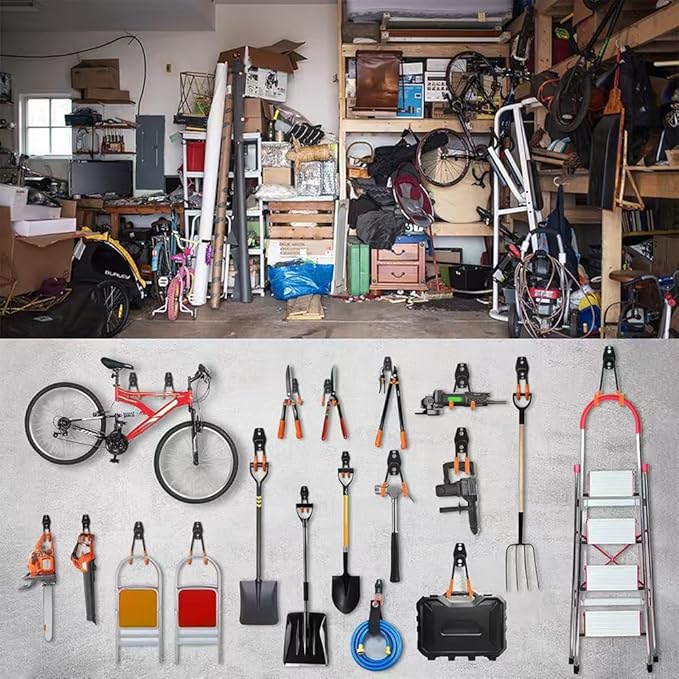 Garage Hooks Pack of 12, Garage Storage System Hooks for Hanging Ladders, Bicycles, Power Tools and More Tools-NeatNest
