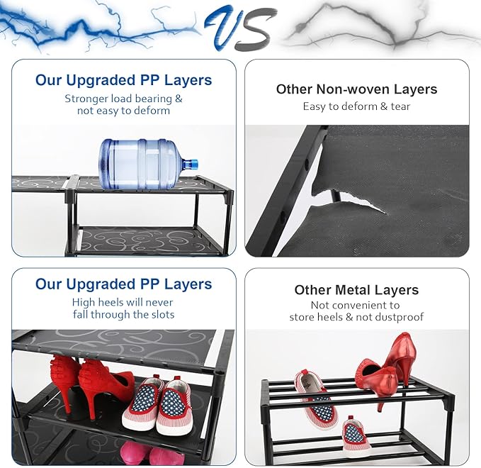 9-Tier Large Tall Shoe Rack with Covers 40-46 Pairs, Sneaker Rack Organizer Shoes Cabinet Closed Shelves Shoe Stand Holder for Garage Bedroom,Zapateras Organizer for Shoes 50 Pares-NeatNest