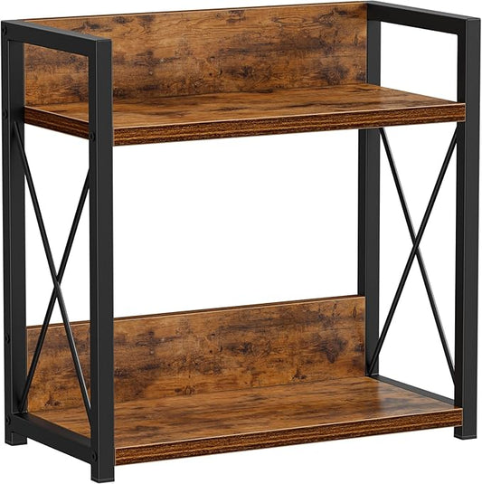 Giikin Kitchen Counter Shelf, Kitchen Countertop Organizer, 2 Tier Spice Rack for Counter, Wood Coffee Bar Organizer for Coffee Station (Brown, L)-NeatNest