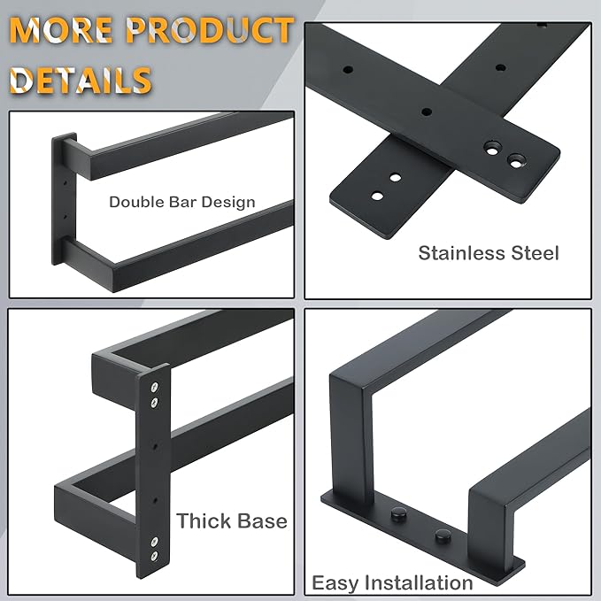 Alise Double Towel Bar 24", SUS304 Stainless Steel Towel Racks for Bathroom Wall Mounted, Heavy Duty Bathroom Towel Holder, Space Saving Towel Hanger, Matte Black
