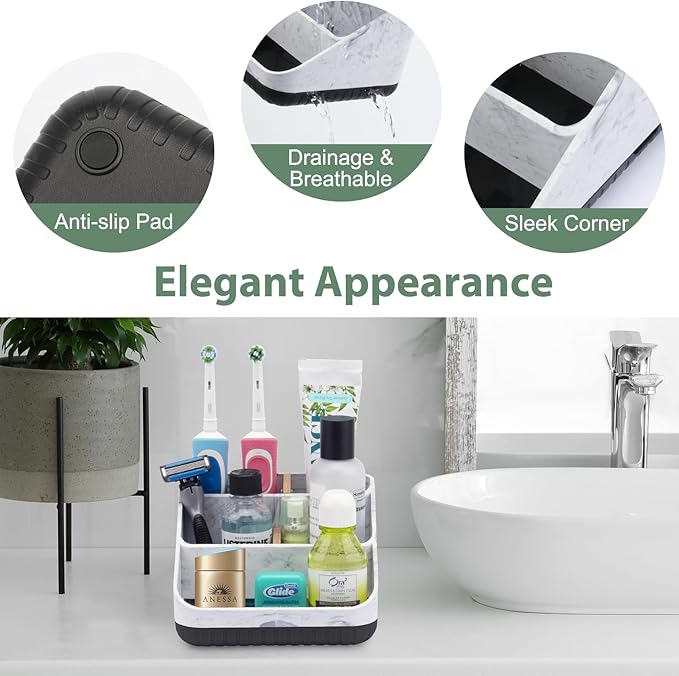 Chintu Toothbrush Holders for Bathroom Counter Organizer - 6 Slots Kids Tooth Brushing Holder Rustic Toothbrush and Toothpaste Holder for Vanity Organization Farmhouse Electric Toothbrush Caddy Black-NeatNest