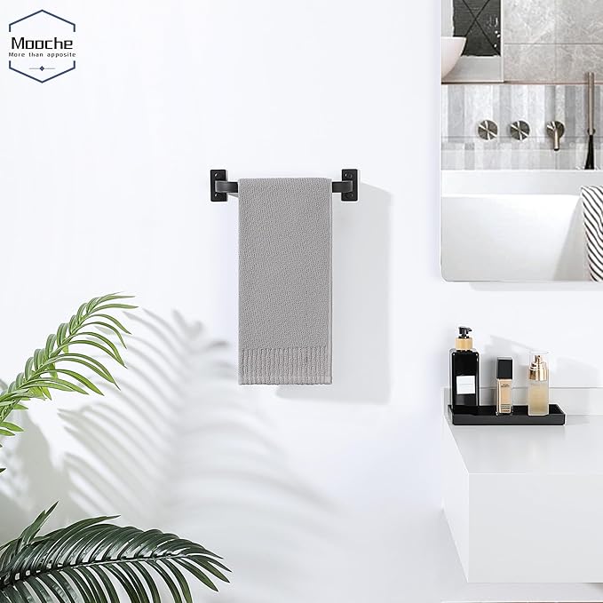 2Pack Bathroom Towel Bar, 10 inch Towel Racks for Bathroom Wall Mounted, SUS304 Stainless Steel Heavy Duty Towel Holder Bathroom Accessories Modern Home Decor, Matte Black Finished
