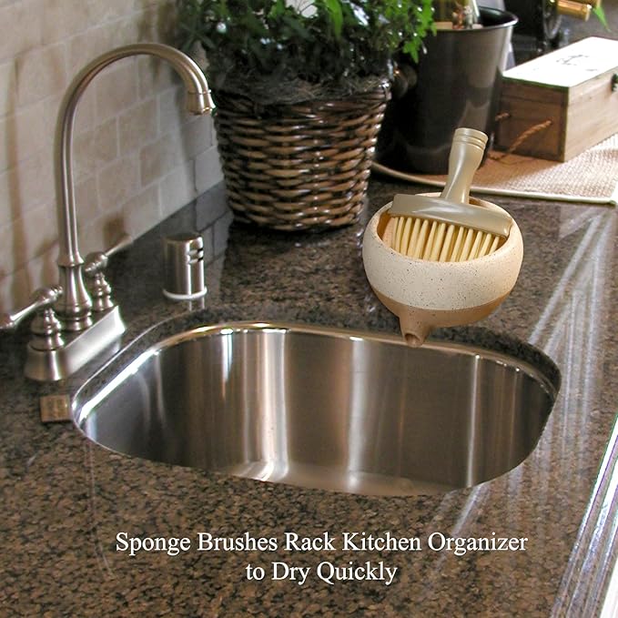 Soap Dish with Drain and Self-Draining Sponge Holder for Sink, Shower, Bathroom, and Kitchen - Rustic Resin Soap Saver and Organizer, Keep Dry and Easy Cleaning Design