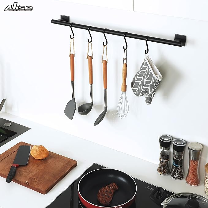Alise Bathroom Towel Bar, 28 Inch Towel Racks for Bathroom, SUS304 Stainless Steel Towel Holder Heavy Duty Wall Mounted Towel Rack Matte Black Towel Bar
