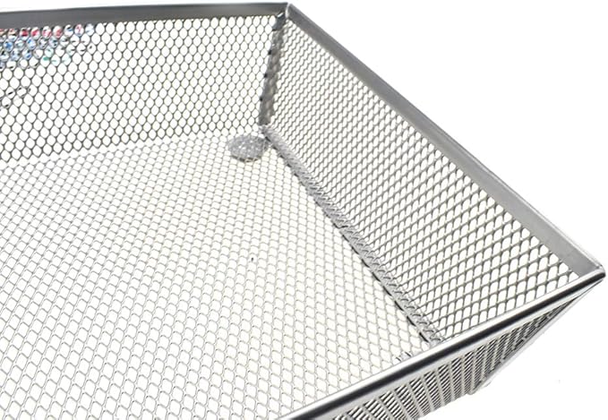 HAHIYO Stackable Mesh Tray Cup 6 x 6 x 2 inches Sturdy Container for Desk Drawer Organizer Collection for Home Office School kitchen Soft Foam Feet No Sharp Edges 2 Pack Silver-NeatNest