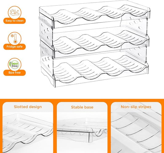 BoxedHome Plastic Water Bottle Organizer and Wine Rack Storage Holder for Inside Cabinet, Kitchen Countertop, Table Top, Pantry, Bars, Cabinets, Fridge - Clear (3 Tier 12 Containers)-NeatNest