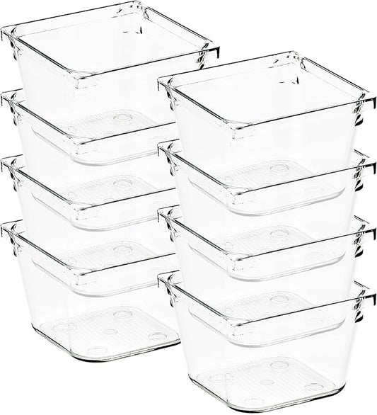 8 Pack Drawer Organizer - 3" X 3" Clear Acrylic Storage Bins with Non-Slip Pads, Versatile Desk Tray for Makeup, Jewelry, Kitchen, Bathroom, and Office Organization-NeatNest