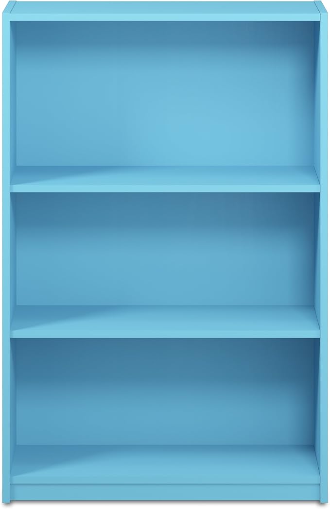 FURINNO JAYA Simple Home 3-Tier Adjustable Shelf Bookcase, Light Blue
