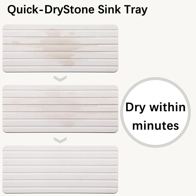 2 PCS Water Absorbent Diatomite Coasters (9.5" x 4"), Grooved Design, Water Absorbing Stone Used for Hand Soaps & Plants & toiletries in The Modern Home-NeatNest