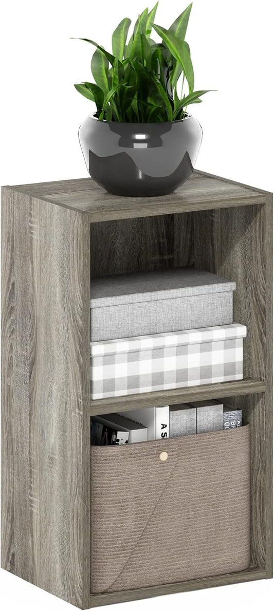 Furinno Luder Bookcase / Book / Storage, 2-Tier Cube, French Oak-NeatNest