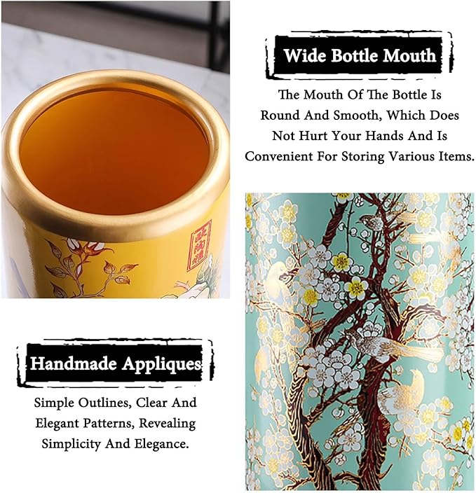 Ceramic Umbrella Stand Living Room Floor-Standing Freestanding Cane Chinese Umbrella Stand Multifunctional Painted Porcelain Vintage Ceramics Flower Vases for Home Office Entrance Indoor(F)-NeatNest