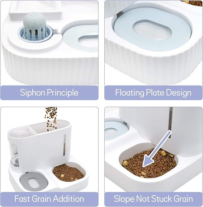 Kathson 2 in 1 Auto Cat Feeder and Waterer, Gravity Pet Feeder for Dry Food, Indoor/Outdoor Cats (Green)-NeatNest