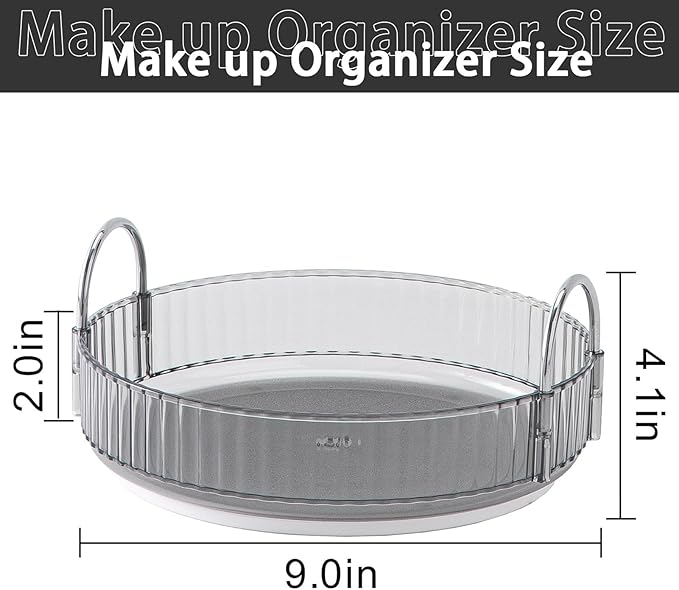Rotating Makeup Organizer for Vanity, High-Capacity Skincare Clear Make Up Storage Perfume Organizers Cosmetic Dresser Organizer Countertop 360 Spinning (Gray, 1 Tier)-NeatNest