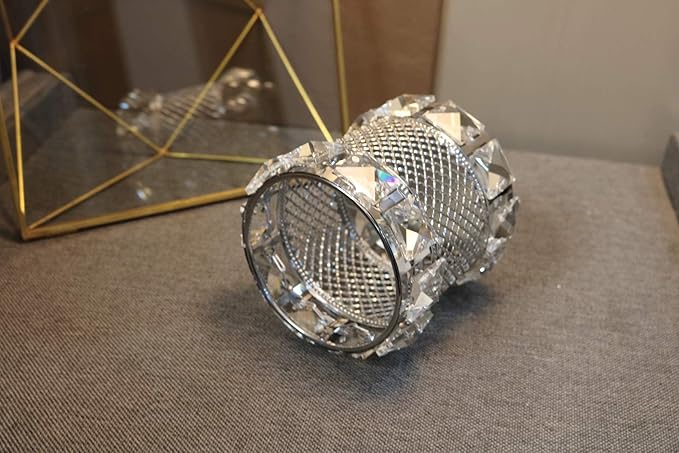 CY craft Silver Makeup Brush Holder Organizer,Handcrafted Vintage Cosmetics Brushes Eyebrow Pencil Pen Cup Collection, Crystal Flower Vase Desk Dresser Decoration and Storage,4.7 x 4 Inch-NeatNest