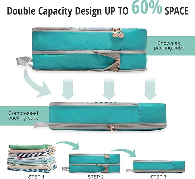 Expandable Compression Packing Cubes for Suitcases,6 Set Lightweight Compressible Travel Packing Organizer for Carry on Suitcase,Organizer Bags Set as Travel Essentials for Women-NeatNest