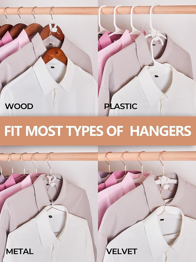 HOUSE DAY Space Saving Hangers 20 Pack, Clothes Hanger Connector Hooks, Heavy Duty Closet Space Saver, Small Space Solutions, Cascading Dorm Room Closet Organizer and Storage - White-NeatNest