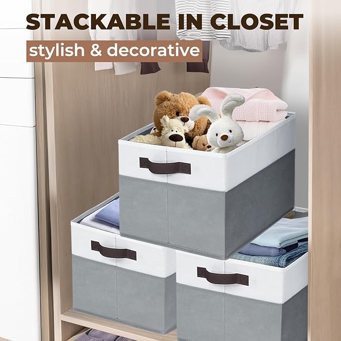 Criusia 6 Pack Clothes Bins for Organization - 16x12 Extra Large Storage Baskets for Shelves Closet Bedroom - Toy Storage Organizer Bins Boxes Cubes for Nursery - RV Apartment Essentials-NeatNest