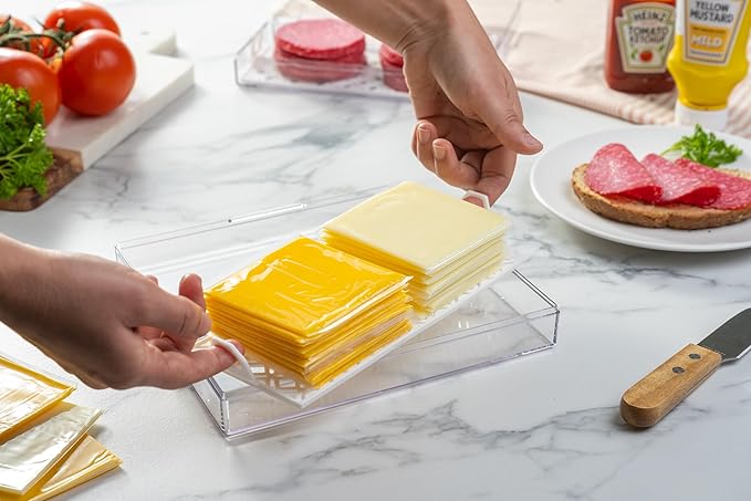 Cheese Keeper | Storage Container for Fridge | Food Box with Hinged Lid and Removable Tray | Sliced Cheese Organizer | Made in USA-NeatNest