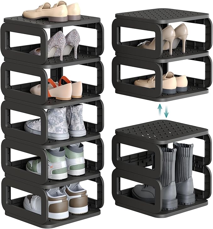 SONGMICS Shoe Rack, Shoe Organizer, 6 Shelves, Shoe Storage, Narrow Shoe Shelf, Open Shelf for Entryway, Living Room, Bathroom, Space-Saving, Ink Black ULPC037B01-NeatNest