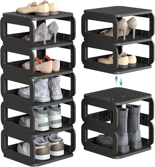 SONGMICS Shoe Rack, Shoe Organizer, 6 Shelves, Shoe Storage, Narrow Shoe Shelf, Open Shelf for Entryway, Living Room, Bathroom, Space-Saving, Ink Black ULPC037B01-NeatNest