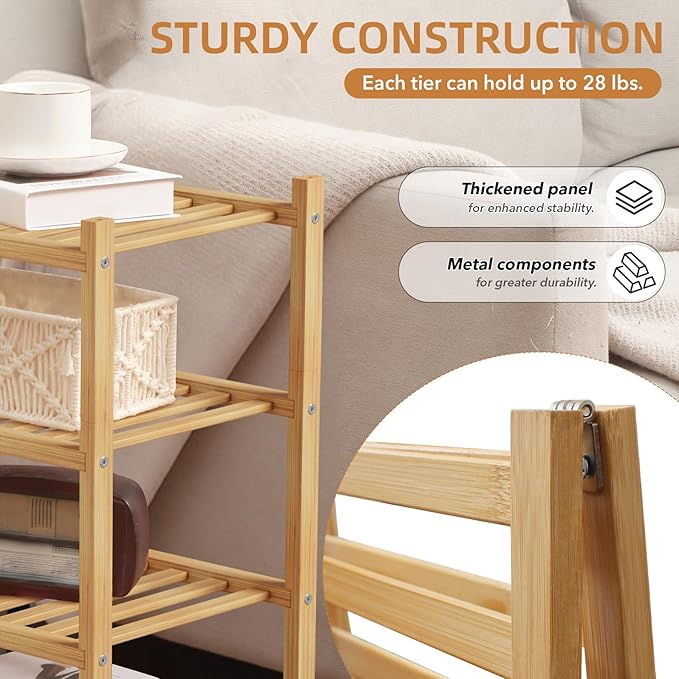 4 Tier Bamboo Shoe Rack Storage Organizer for Closet, Multifunctional Stackable Free Standing Shoe Shelf Organizer for Small Space,Entryway,Hallway,Bathroom 27"x11"x26"(Natural, 4 Tier)-NeatNest