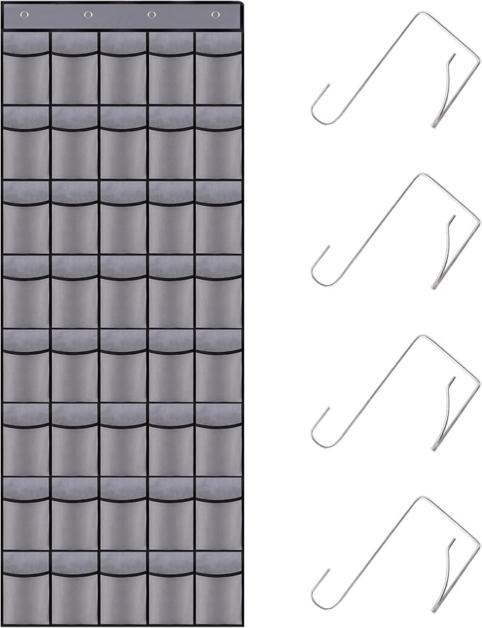 40 Mesh Pocket Over the Door Shoe Organizer,Hanging Shoe Rack for Closet Storage Holder for Dorm Room College Classroom Storag(Grey)-NeatNest