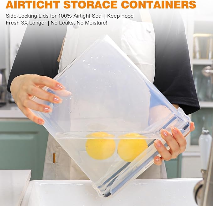 Romswi Airtight Food Storage Containers with Lids,24Pcs Pantry Organizers and Storage,BPA Free Cereal Containers Storage with 27 Labels and 4 Spoons,for Rice,Flour,Sugar and Noodles
