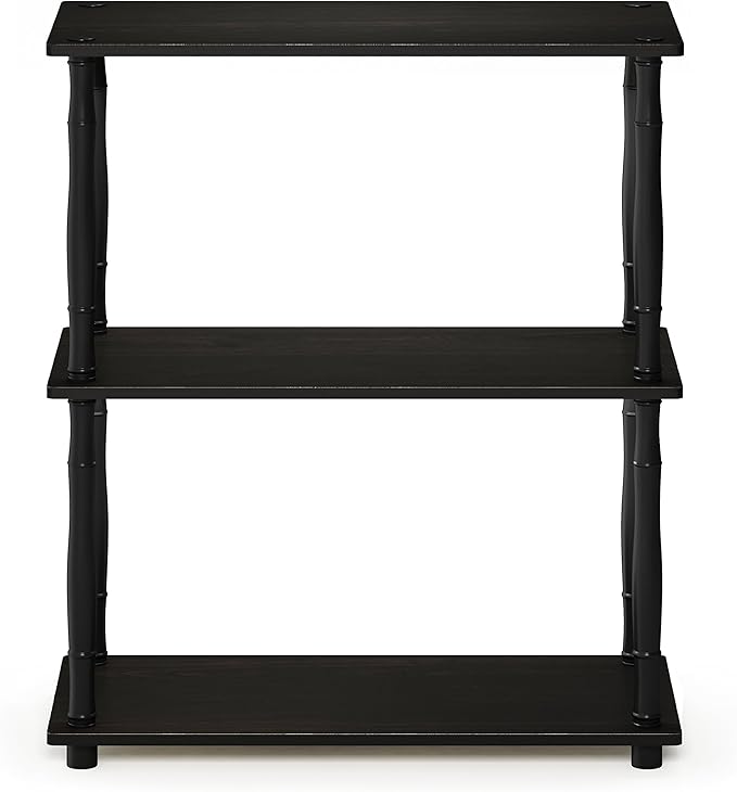Furinno Turn-N-Tube 3-Tier Compact Multipurpose Shelf Display Rack with Classic Tube, Espresso/Black-NeatNest