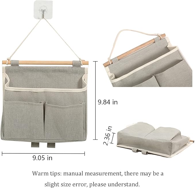 2Pcs Wall Hanging Storage Caddy Bag,Over Door Hanging Storage Bags Wall Mount Hangable Organizer，File Magazine Waterproof Linen Cotton Fabric Living Room Bedroom Bathroom (Black)…-NeatNest