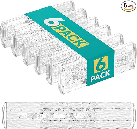 6 Pack Drawer Dividers Organizer, Adjustable 3.2" High Expandable from 11.8-20" Kitchen Stackable Drawer Organizer, Clear Plastic Drawers Separators, Kitchen and Office Storage-NeatNest