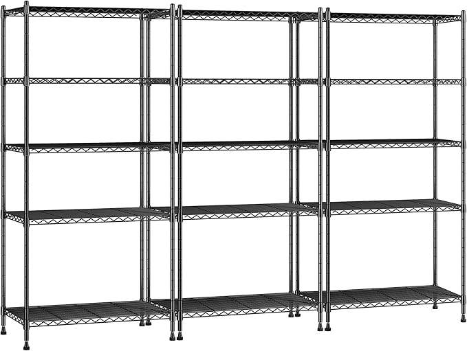 1010LBS Storage Shelves Adjustable Metal shelving Unit 5 Tier Wire Shelving, Pantry Shelves Sturdy Steel Wire Shelf for Laundry Bathroom Kitchen Pantry Closet, 13.8"D x 22.4"W x 60"H, 3PCS