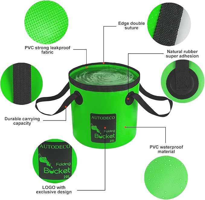 AUTODECO 20L Collapsible Bucket 5 Gallon Water Container Folding Water Bucket with Handle Portable Wash Basin-NeatNest