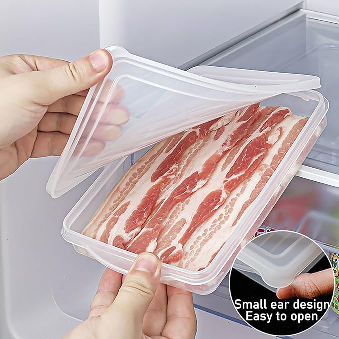 4 Pack-Bacon Keeper, Deli Meat Saver Cheese Cold Cuts Plastic Food Storage Containers with lids for Refrigerators,Lunch Box Christmas Cookie Holder Meal Prep Container (4)