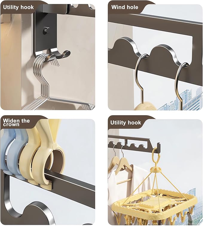 2 Pack Wall Mounted Drying Rack Foldable Clothes Drying Rack Thickened Stainless Steel Space Saving Small Clothes Rack for Laundry Bathroom Balcony Terrace Apartment Dormitory RV(White)-NeatNest