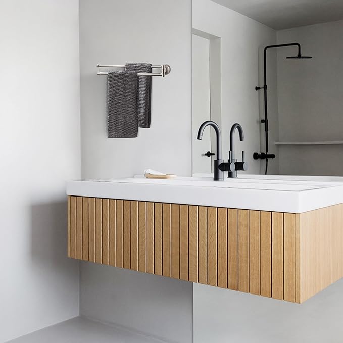 BGL Swivel Towel Bar for Bathroom Brushed Nickel,Swing Out Double Towel Bar 2-Arm Kitchen Wall Mounted Towel Hanger Holder for Bathroom Organizer-NeatNest