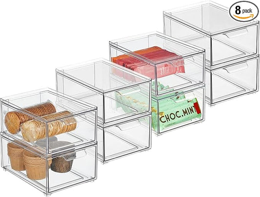 Clarity Pantry Stacking Drawer 8 x 6 x 4 M8 (Pack of 8) - Clear-NeatNest