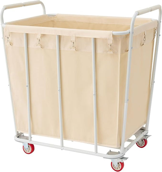 Hoctieon Large Laundry Cart with Wheels, 400L Heavy Duty Laundry Basket Organizer, Rolling Hamper Sorter for Clothes Storage, Industrial Dirty Clothes Hamper for Home & Hotel, Beige-NeatNest